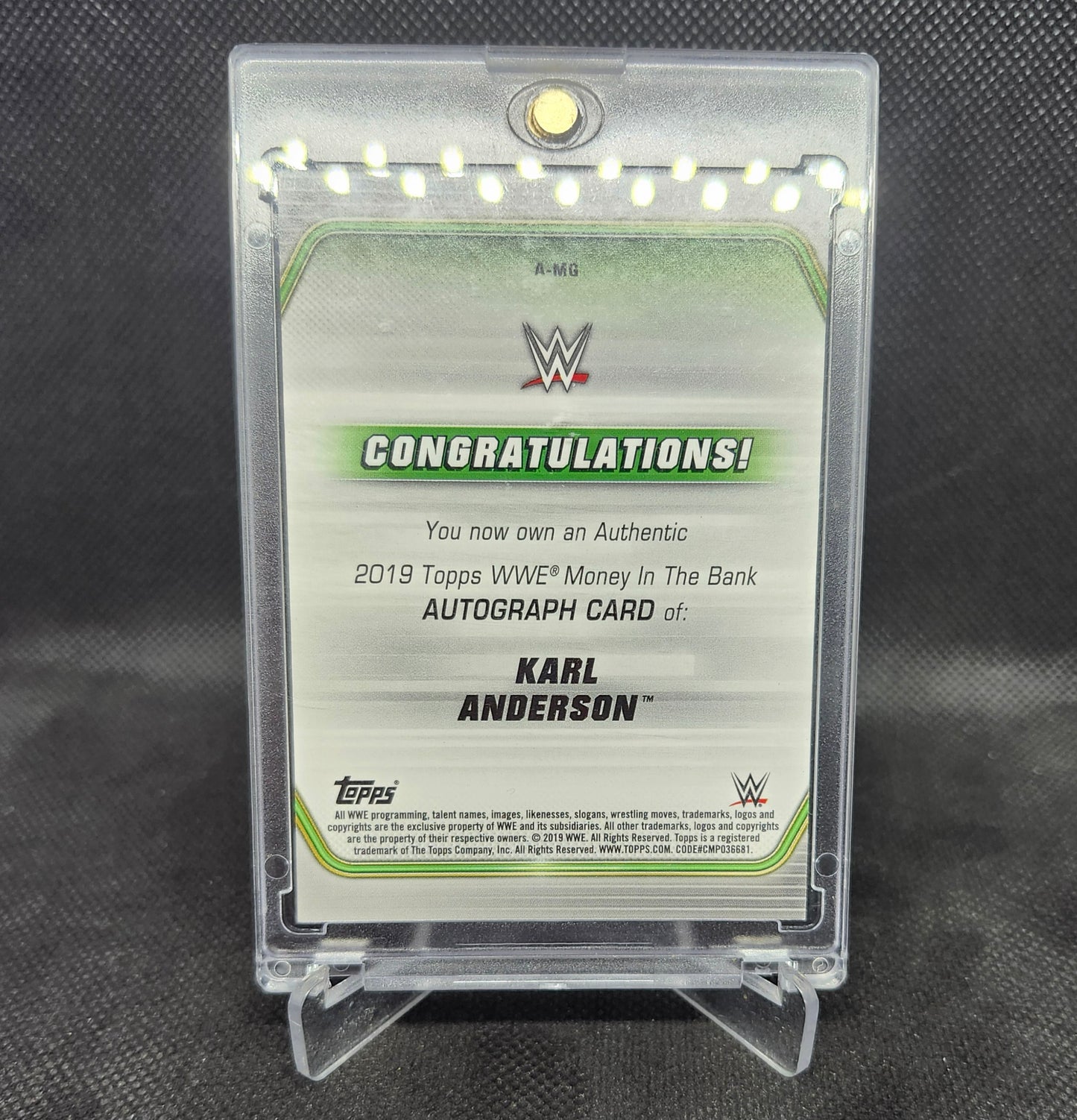 Karl Anderson 2019 Topps WWE Money In The Bank Gold Autograph 1/10 Bookend