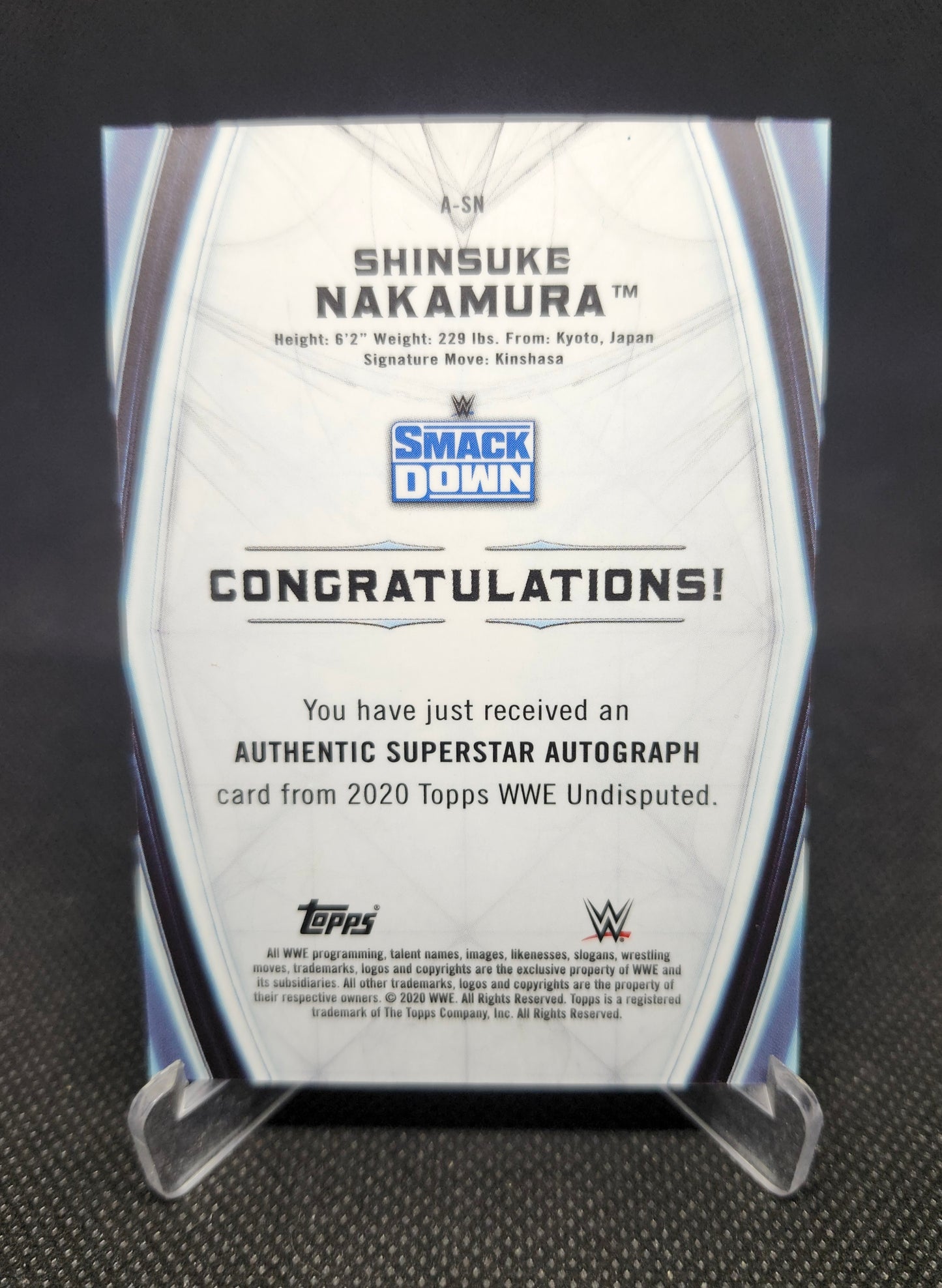 2020 Topps WWE Undisputed Shinsuke Nakamura On-Card Auto Green 49/50