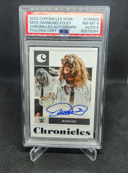 MANKIND Auto 2022 Panini Chronicles WWE  PSA NM-MT 8 AUTO 9