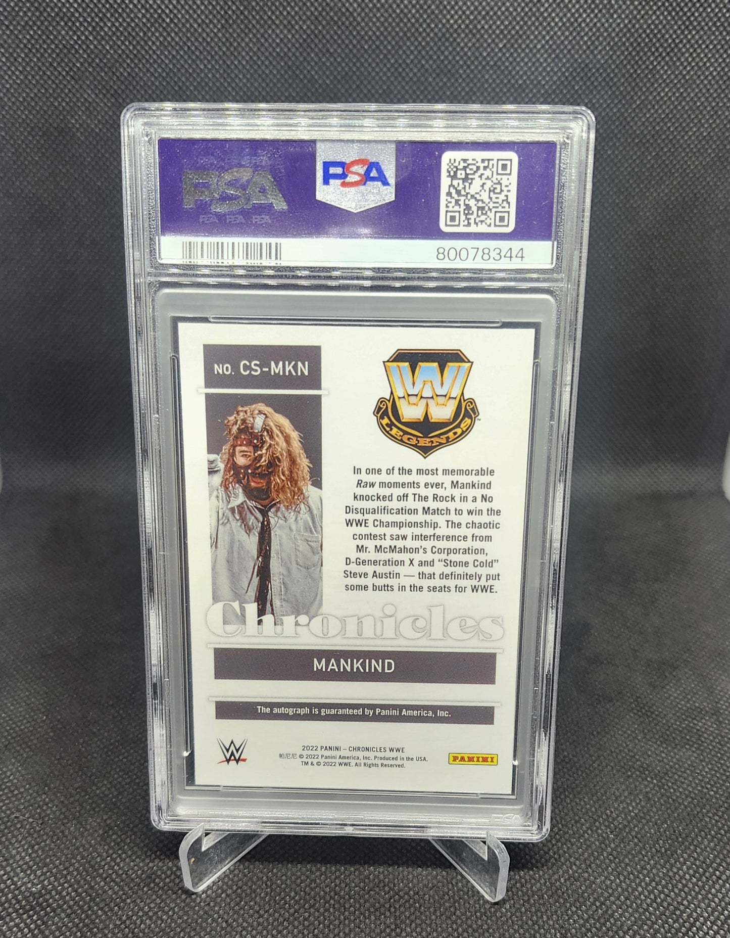 MANKIND Auto 2022 Panini Chronicles WWE  PSA NM-MT 8 AUTO 9