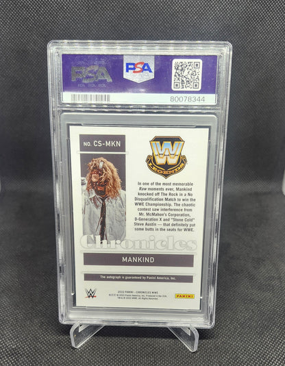MANKIND Auto 2022 Panini Chronicles WWE  PSA NM-MT 8 AUTO 9