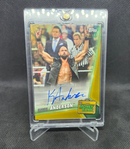 Karl Anderson 2019 Topps WWE Money In The Bank Gold Autograph 1/10 Bookend