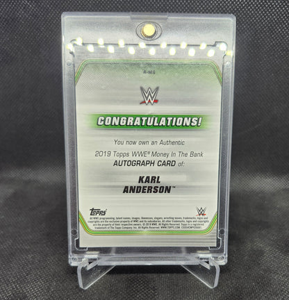 Karl Anderson 2019 Topps WWE Money In The Bank Gold Autograph 1/10 Bookend