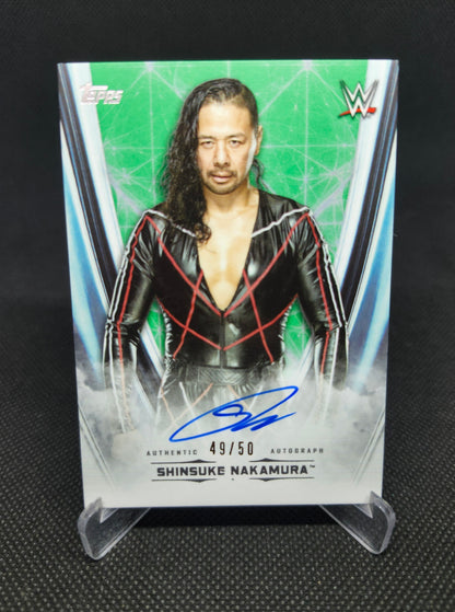 2020 Topps WWE Undisputed Shinsuke Nakamura On-Card Auto Green 49/50