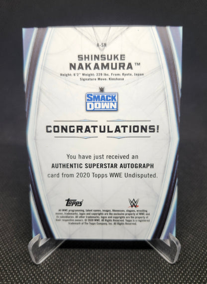 2020 Topps WWE Undisputed Shinsuke Nakamura On-Card Auto Green 49/50